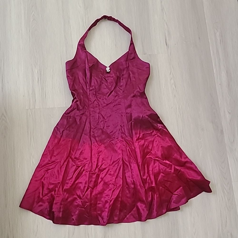 Vintage halter neck pink ombre 11/12 juniors size tulle lined prom